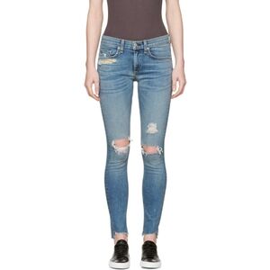 rag & bone Women's Light Blue distressed Ripped Skinny Jeans